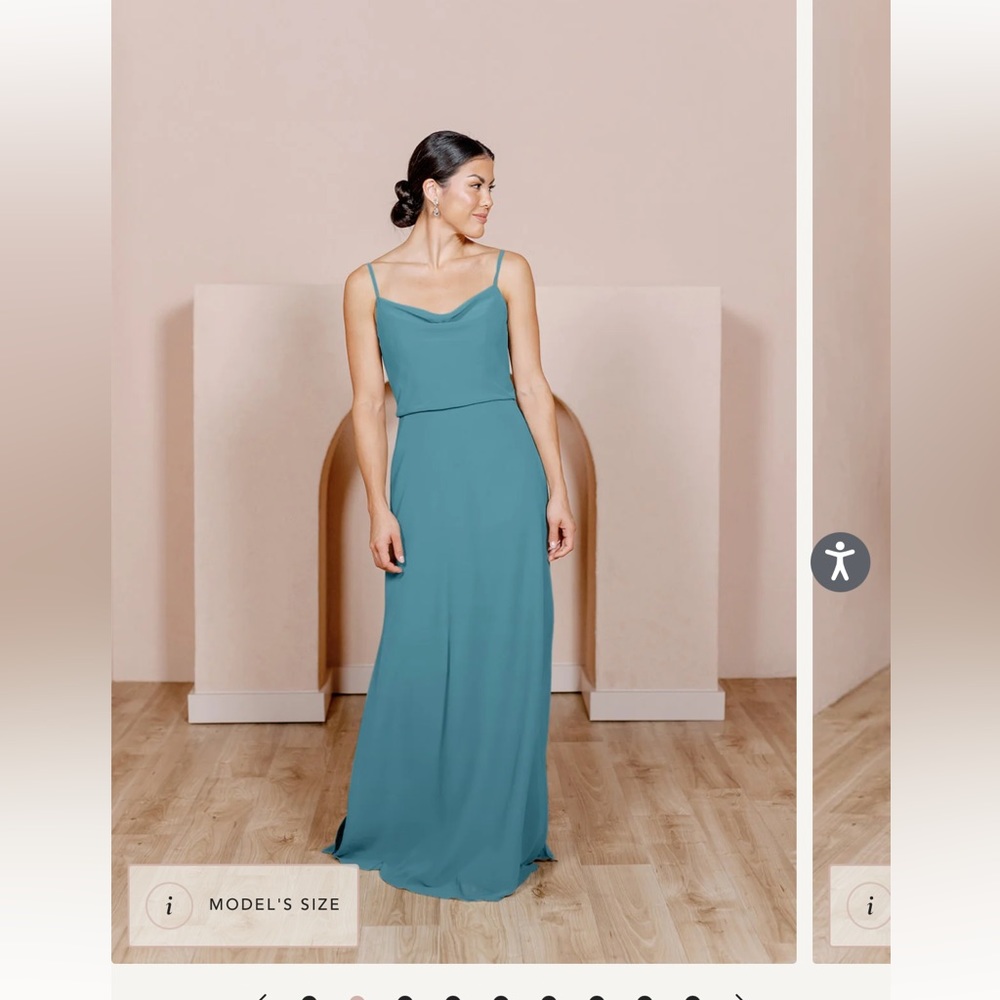 Brand new never worn Revelry Skye chiffon dress in size 4, desert blue